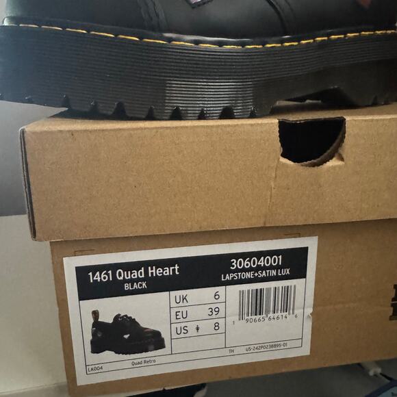 New Dr. Martens 1461 Leather Heart Platform Shoes Black Toecap Stitch Sz 8 - Picture 3 of 10